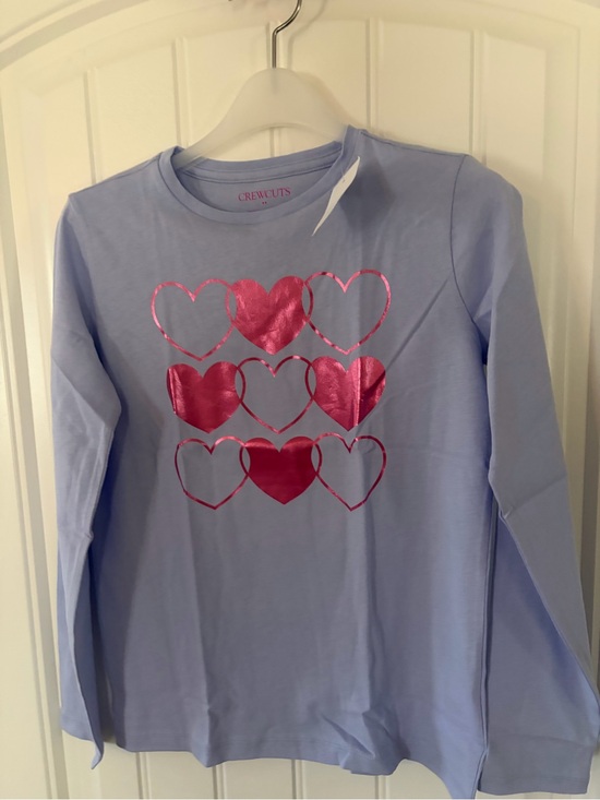 Crewcuts Other - Crewcuts Lavender Long-Sleeve Tee with Metallic Pink Heart Grid